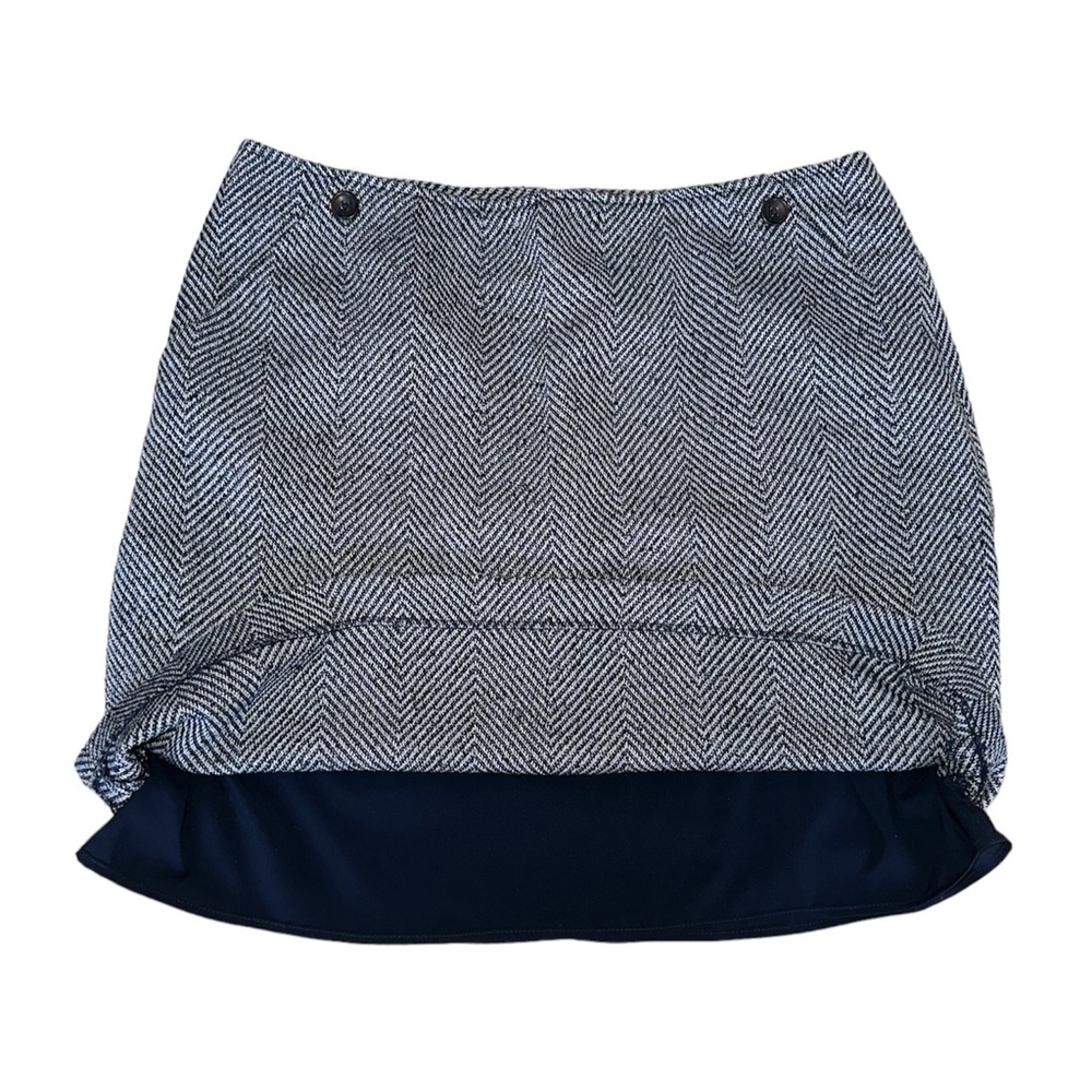NWT Banana Republic Navy Blue Herringbone Wool Blend A-line Skirt Size 16 Tall - Picture 3 of 9